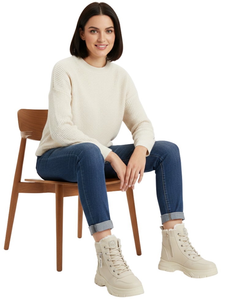 Norielle kotníkové boty s kožíškem khaki zateplené