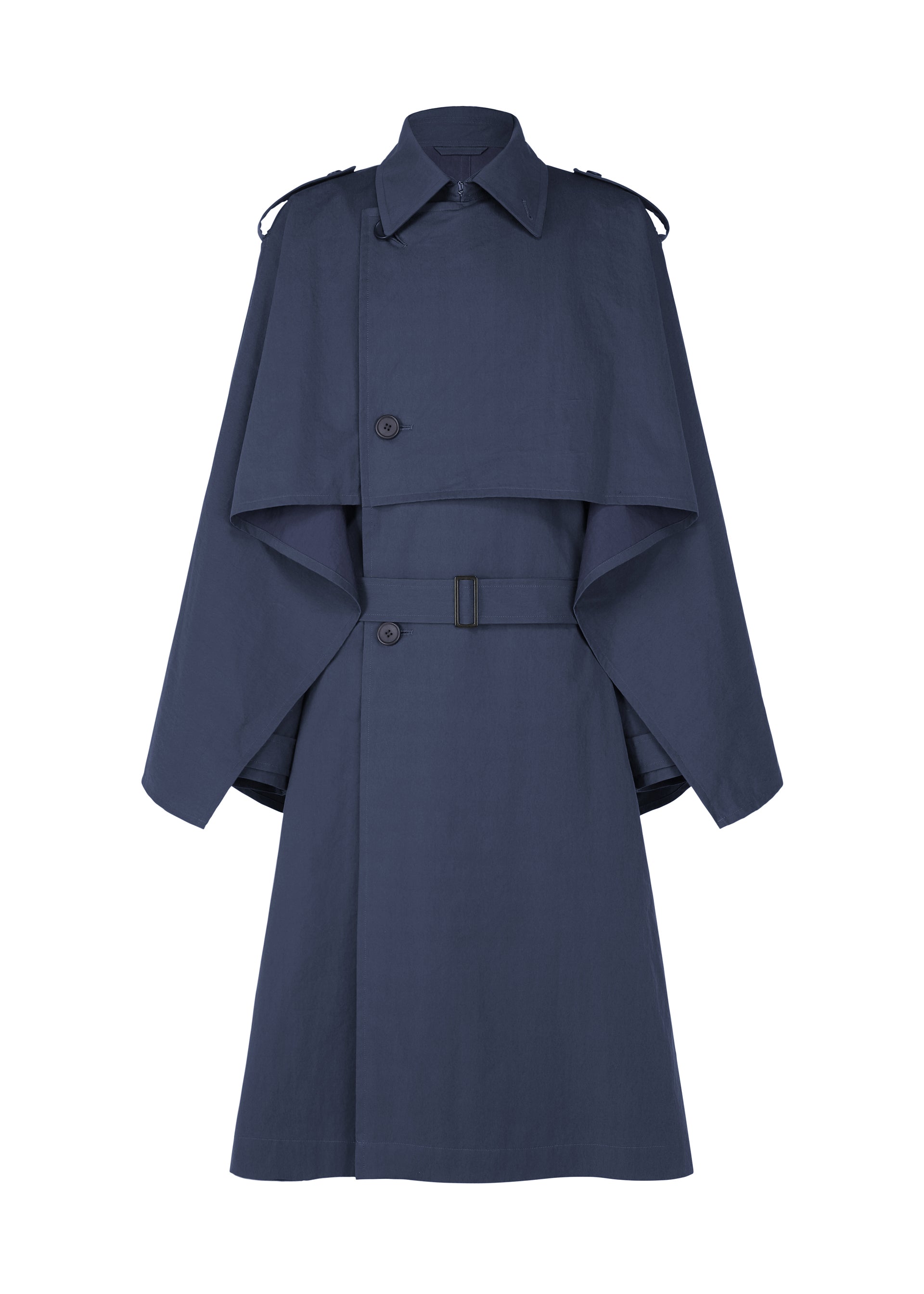 Issey Miyake Overlap kabát hnědý lehká bavlna