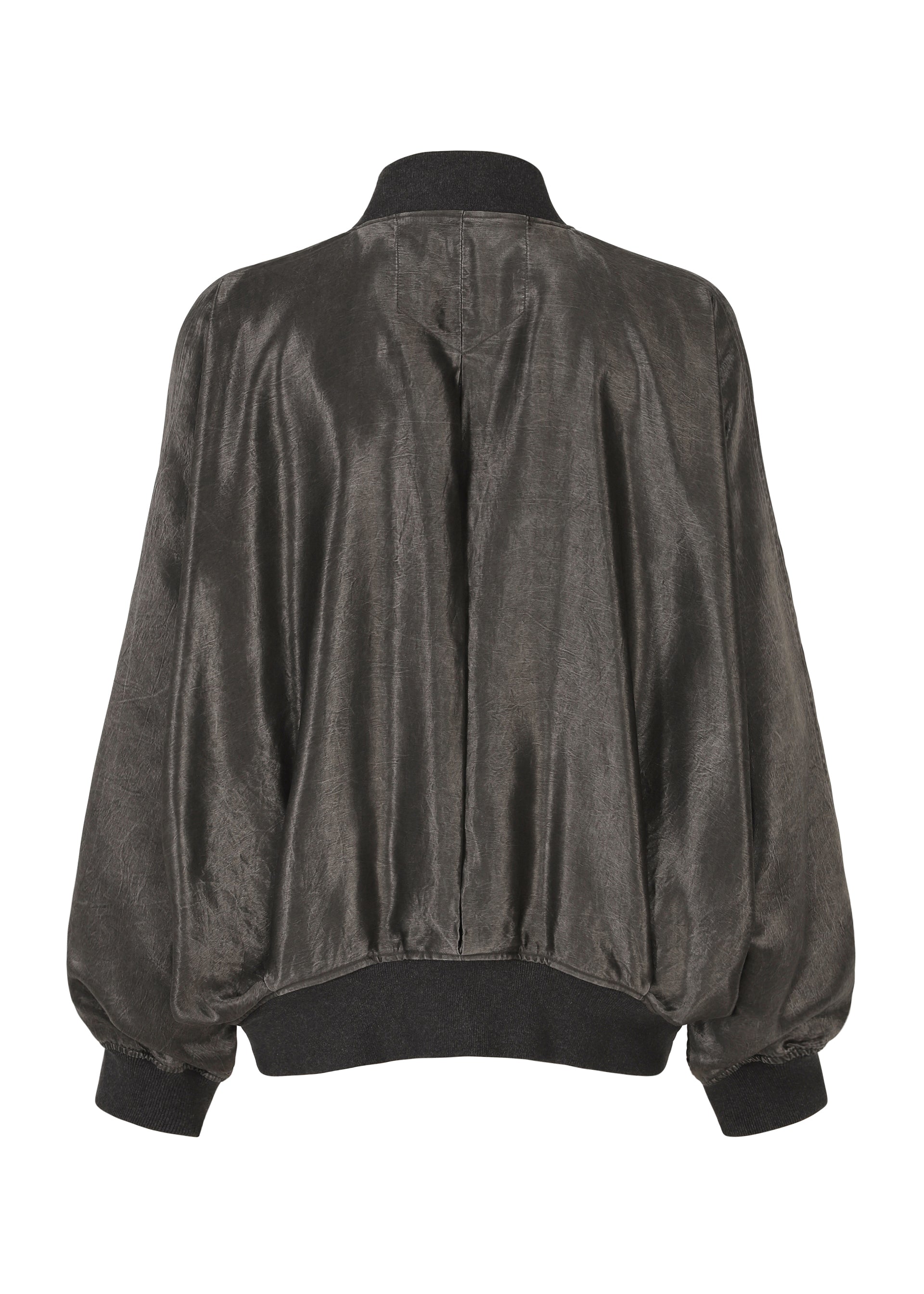 Issey Miyake Satin Wash bunda charcoal gray acetátová