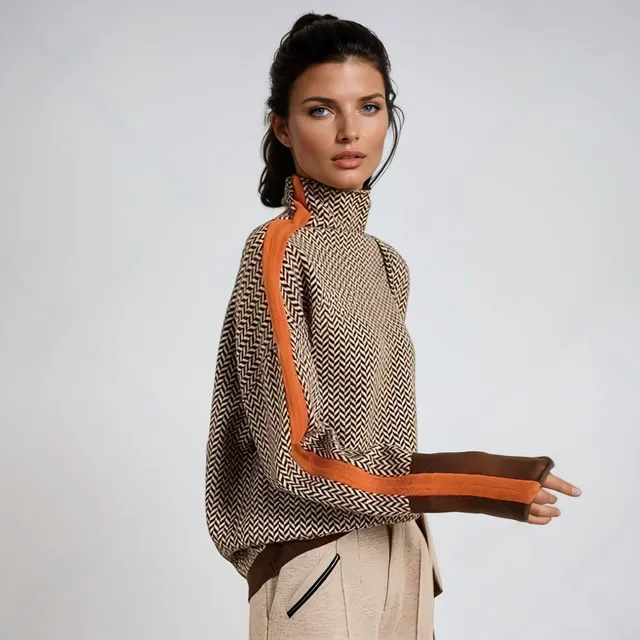 Norielle pletený rolák chevron oranžový volný