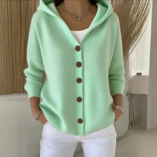 Norielle pletený cardigan s kapucí na knoflíky růžový