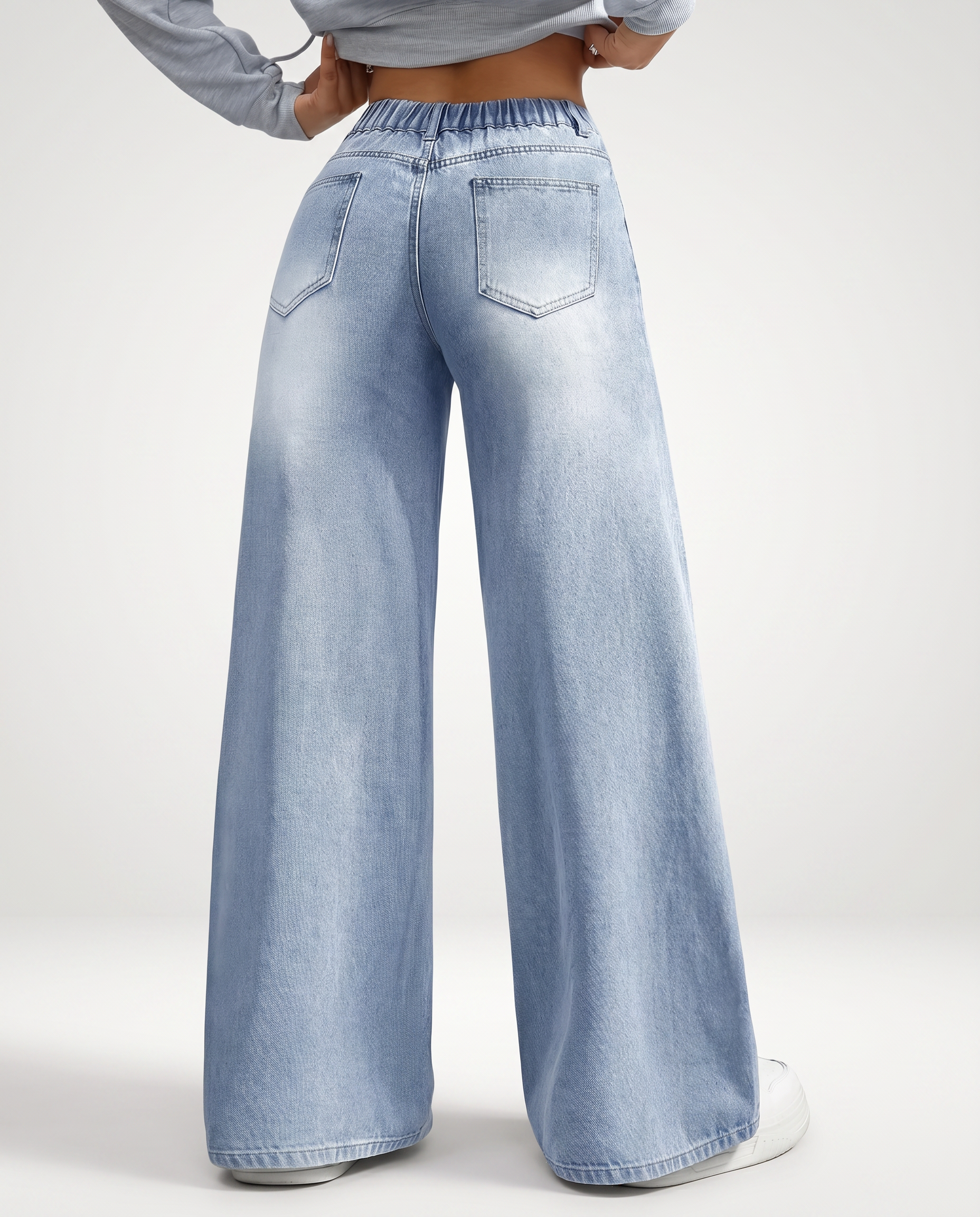 Norielle široké džíny palazzo světle modré denim