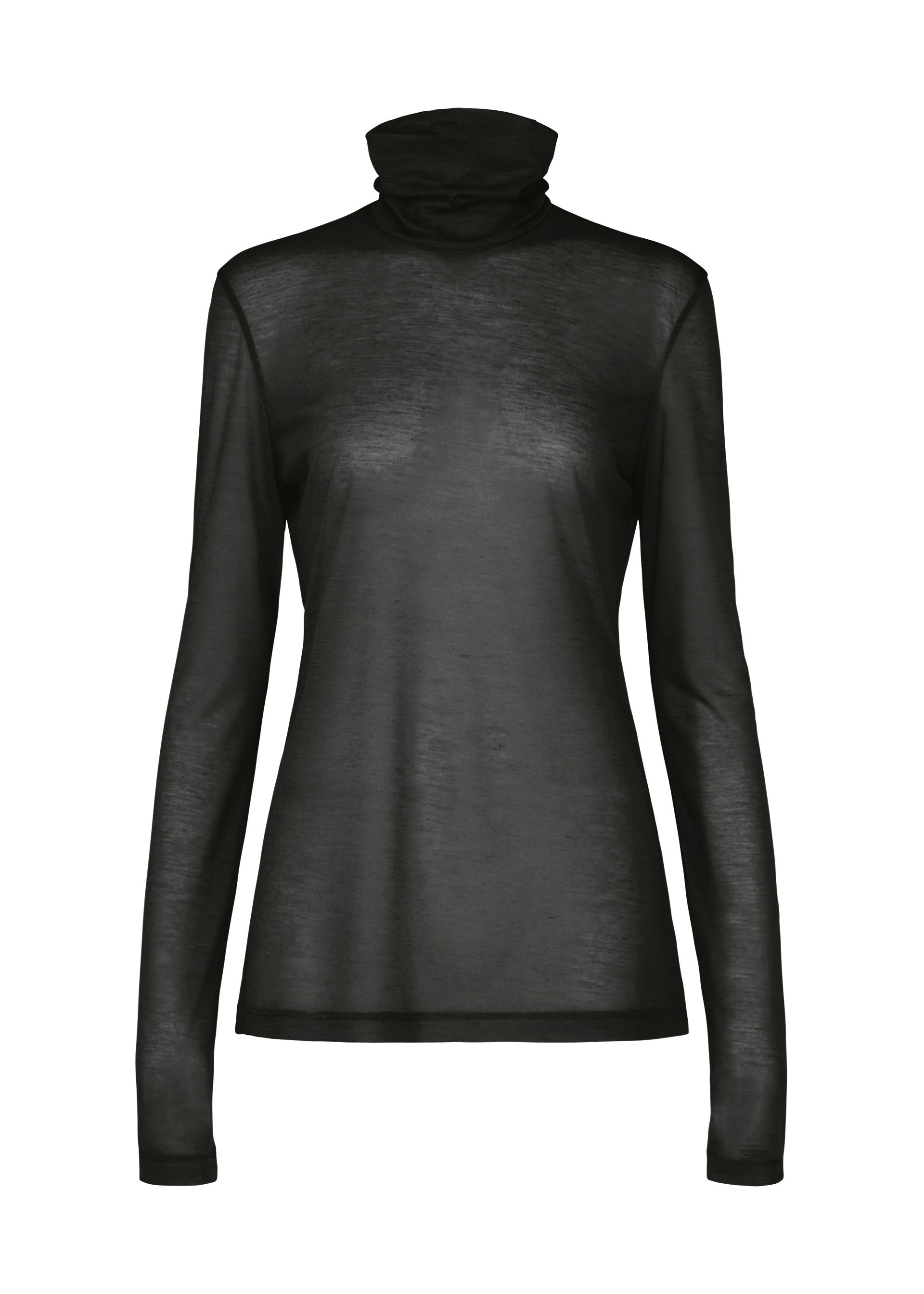 Issey Miyake Sheer Wool Jersey průsvitný rolák černý