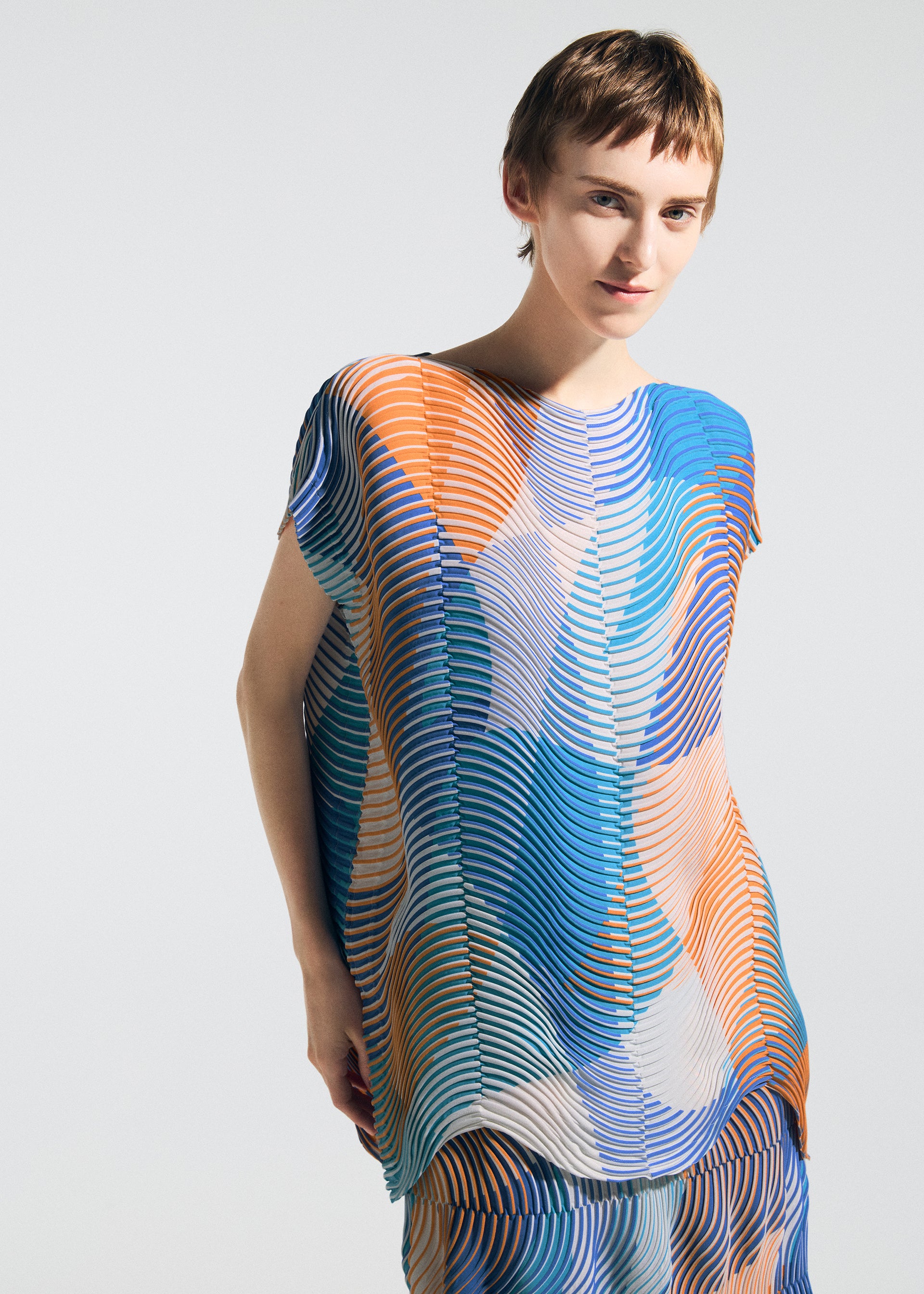 Issey Miyake Type-P 005 top růžový plisovaný