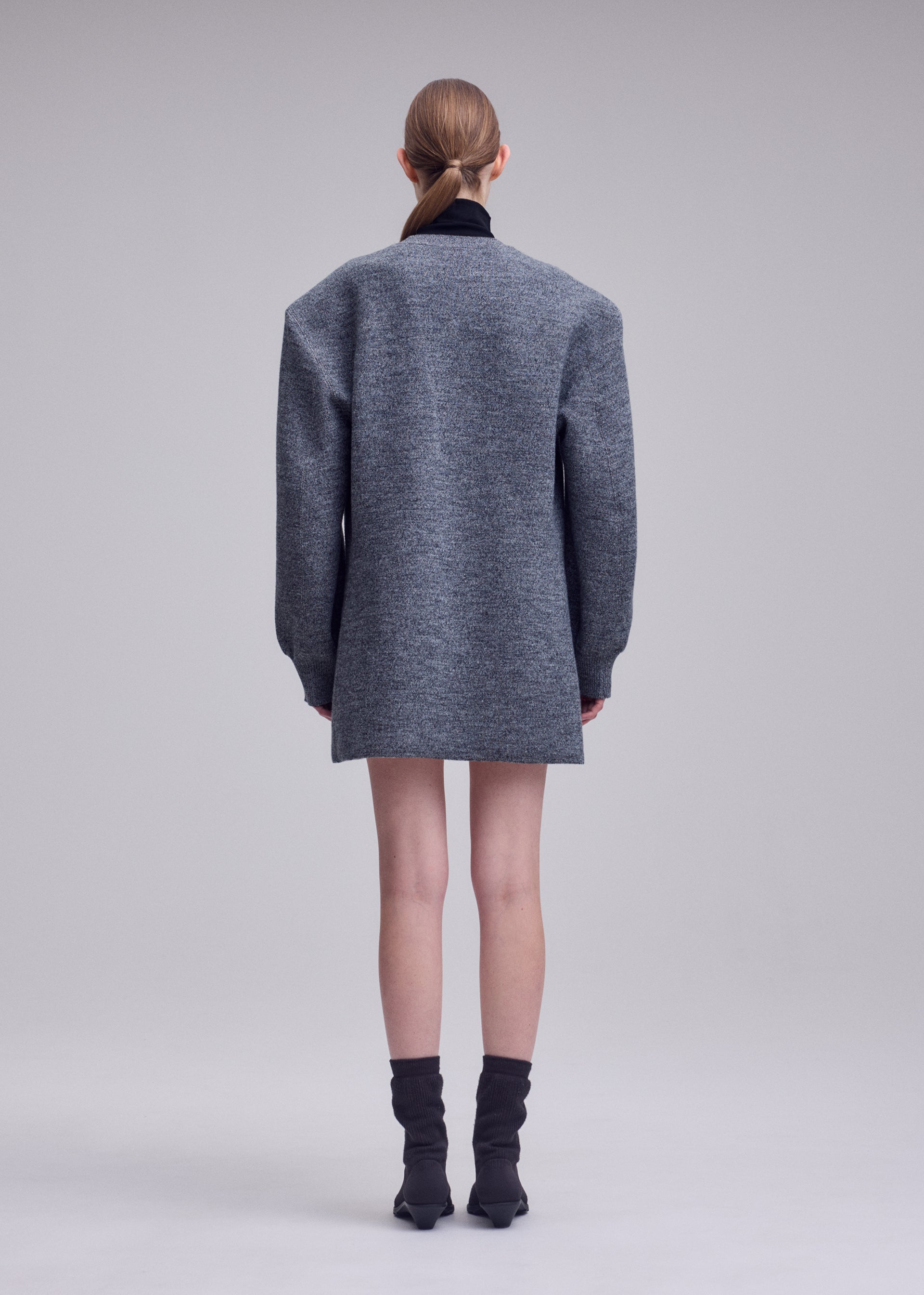Issey Miyake Handsome Knit šaty off-white vlněné mini