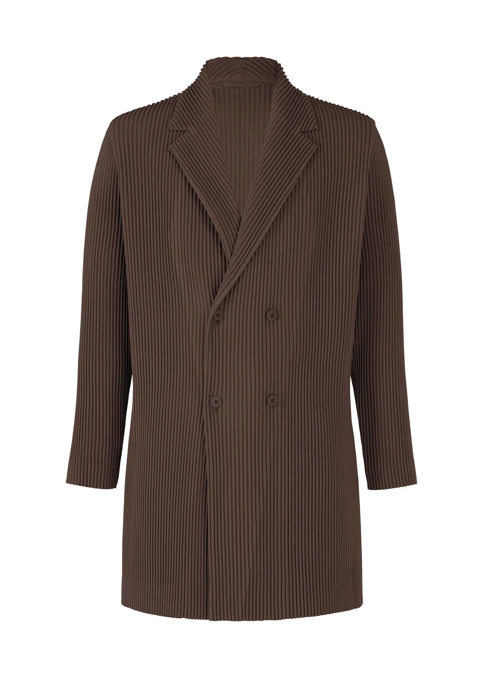 Issey Miyake Kersey Pleats sako hnědé dlouhé