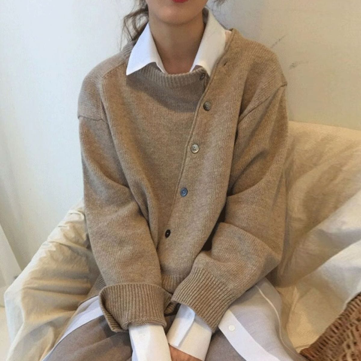Norielle pletený cardigan s límečkem hnědá