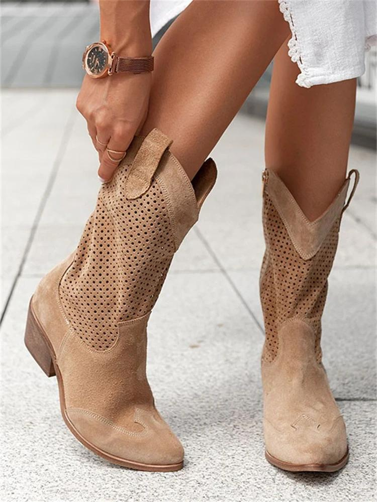 Norielle Western Chic kovbojské boty bílé perforované